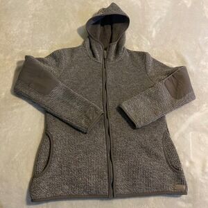 Merrell Sherpa Lined Knit Hoodie Jacket Full Zip Fleece Gray Medium Outdoors